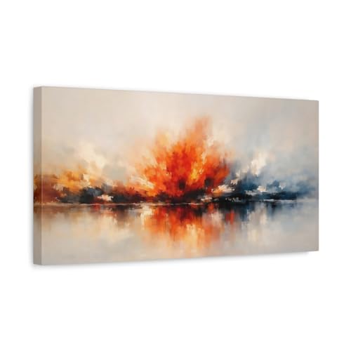 Impression sur toile abstraite orange et bleu avec châssis épais 3cm