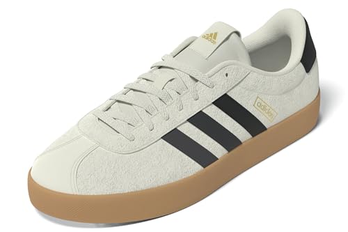 adidas Womens VL Court 3.0 Sportswear, Off White/Grey/Gold Metallic, 8.5
