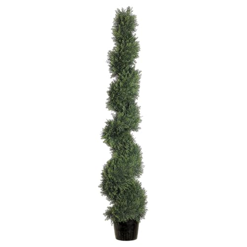 5' Cedar Spiral Artificial Topiary Tree w/Pot Indoor/Outdoor