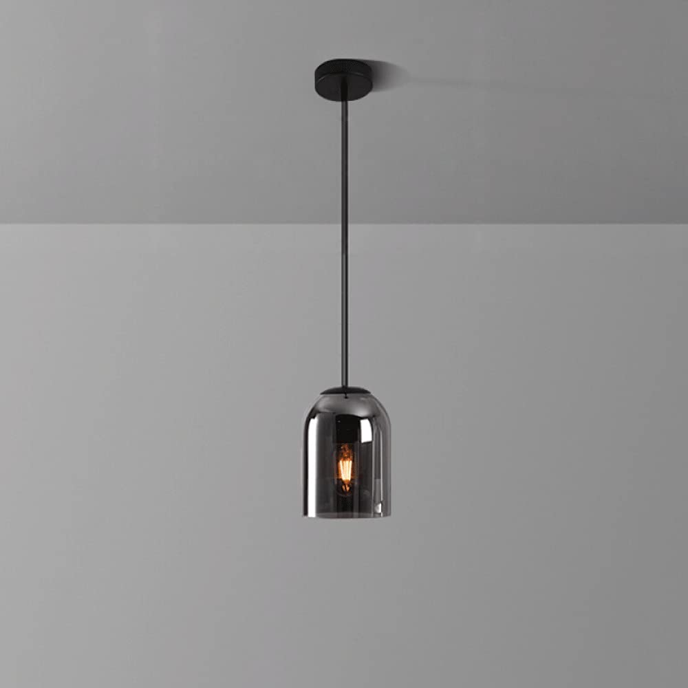 Suspension en verre anti-éblouissement E27 luminaire rétro gris fumé pour repas tamisé