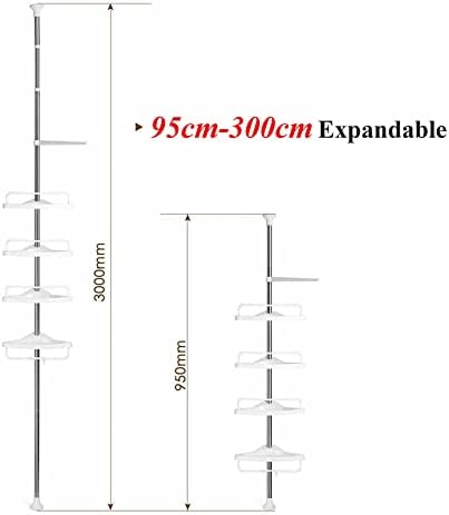 Yahoms Bathroom Corner Shelf , No rust Telescopic Shower Caddy , Height Adjustable 4 Tiers Bathroom Storage Organiser