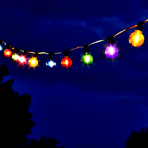 Image of 30 Pack G40 Colored LED Bulbs 1 Watt - Red, Green, Blue, Purple, Pink, Yellow String Lights - Plastic Shatterproof E12 Base Outdoor Replacement for Christmas Halloween, 120 Volt