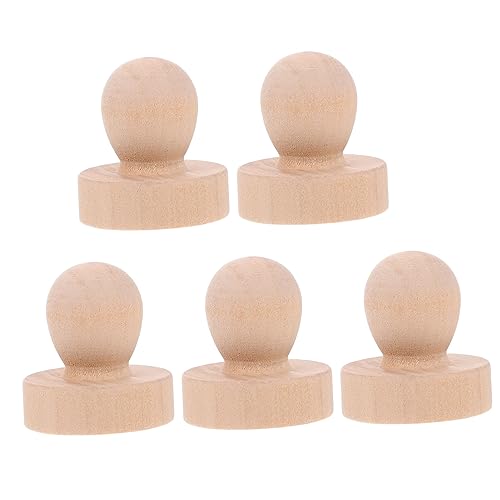 KAILIKETIY 5個 実木無垢材スタンプハンドル 軽量滑らか表面持ちやすい用ラバースタンプ用木製持ち手 丸角加工