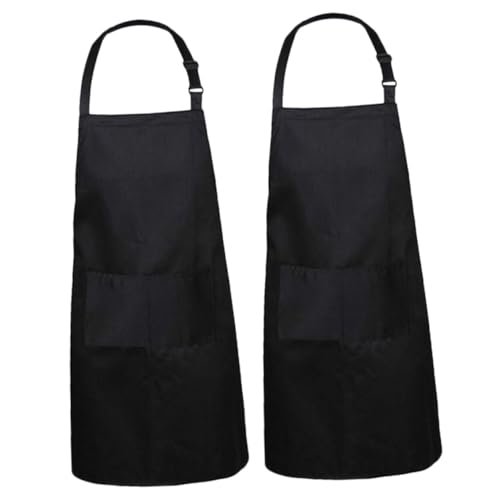 DIKACA 2 piezas Delantal de Cocina Negro para Mujer Diseño Cómodo y Transpirable con Accesorio Práctico para Hornear y Barbacoa Hogar y Restaurante
