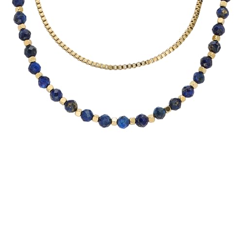 Fossil Women's All Stacked Up Blue Lapis Beaded Necklace (Model: JA7247710)