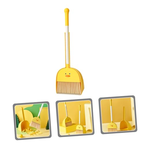 MOTHNUR Mini Besen und Kehrschaufel Set Gelb Cartoon Design Leichte Haushaltshilfe für Mädchen Feine Verarbeitung Langlebig Sicher und Platzsparend für Eltern Junge Mädchen aktivitäten – Bild 3
