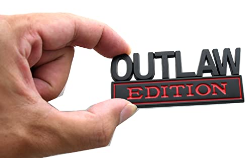 Image of 2PCS Outlaw Edition Emblems, 3D Badge Car Sticker with 3M Strong Adhesive, Fender Replacement for F150 F250 F350 Chevy Silverado 1500 2500 Chevrolet C10 C15 (Black Red)