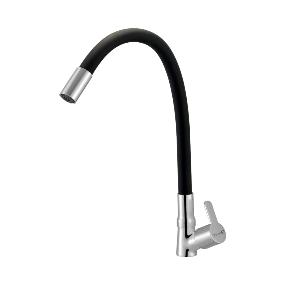 Image of Prestige EVA Flexible Swan Neck Black Pillar Tap Faucet (Deck Mount Installation Type)