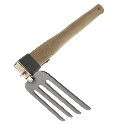 COLLBATH Rastrillo Pequeño de Jardín con Mango de Madera Herramienta Multifunción para Plantar Deshierbar y Ligero y Portátil para Uso Agrícola y Exterior