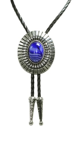 Image of Moranse Bolo Tie with Natural Tiger Eye Stone Celtic Style Genuine and Cowhide Rope