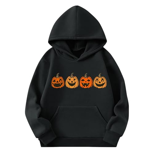 Boys and Girls Halloween Hoodies Cute Funny Pumpkin Print Hooded Sweatshirts Long Sleeve Kids Spooky Season Pullover4