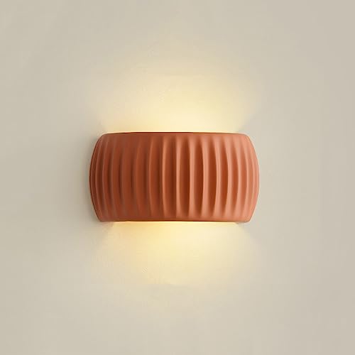 FLEPYHB Appliques murales d'intérieur LED, applique murale au lait blanc, éclairage haut et bas, résine intérieure orange, applique murale moderne...
