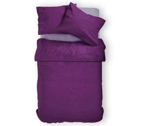 Amolavet Winter Bettwäsche Lila 155x220 2teilig Set aus Gebürstetem...