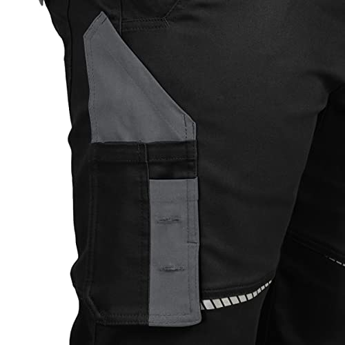 Foto von Leibwächter Flex-line Arbeitshose Herren – schwarz/grau – Gr. 50 – Bequeme Workwear mit Elastan (Spandex) – 60°C waschbar & trocknergeeignet – erhöhte Reißfestigkeit – für verschiedenste Berufe