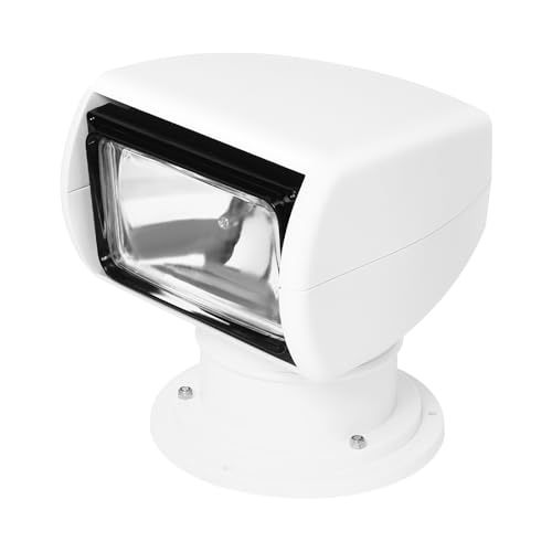 Boat Spotlight DC 12V 100W Remote Control Spotlight 2300LM 4300K Halogen Search Light 72°Up/Down + 355°Left/Right Rotation Marine Spotlight Go Light for Truck Yachts Fishing Boats (White)