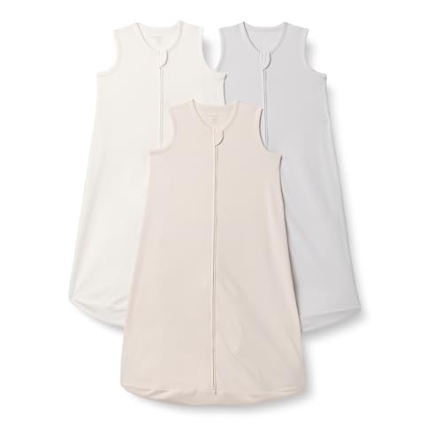 Amazon Essentials Gigoteuse en Coton, Turbulette Indice TOG 0,5 Mixte Bébé, Lot de 3, Gris Colombe/Ivoire/Rose Pâle, 0-6 mois
