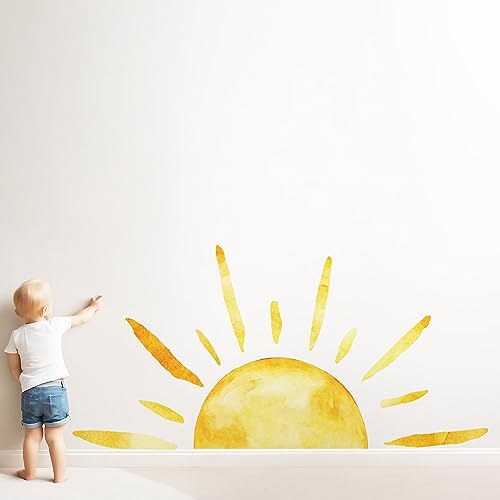 𝔻𝕦𝕠𝕔𝕙𝕖𝕖𝕣 (𝟓𝟎''𝐗𝟐𝟓'') Half Sun Wall Decal Extra Large Boho Sun Wall Decals Peel and Stick Removable Sunshine...