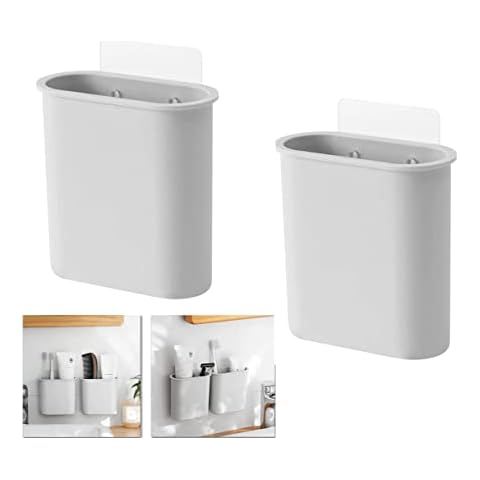 2 Pcs Toothbrush Holders,Minimalist Style Multipurpose Wall Mounted Storage Racks Bathroom Organizer Boxes for Toothbrush, Razor, Toothpaste, Comb Cover