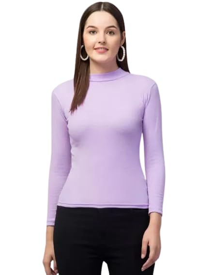 Slim Fit Full Sleeve High Neck Top for Women & Girls, Free Size-image-13