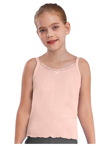 Kids Girls Cotton Lace Trim Camisole Sleeveless Breathable Summer Crop Top Casual Wear Tanks