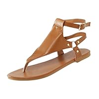 Sandales plates à enfiler pour femme - Bout ouvert - Tendance - Tendance - Printemps - 2025 - En cuir - Confortables - Y2K - Sexy, marron, 39 EU