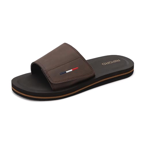 Ripord Mens Adjustable Slides Sandals Slip On Sandals Comfortable Athletic Anti-Slip Slides