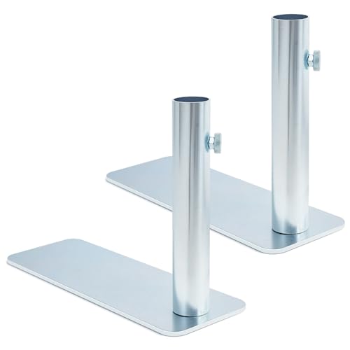 Yaocom 2 Pcs Portable Flagpole Tire Mount Metal Stand Holder with 10 Inches Height Base Fits 1.5'' Diameter Flag Pole for Car Camping Tailgating (Silver)