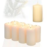 Candelo 8er Set Stumpenkerzen Weihnachten Kerzen - Champagner – 5,8cm x 12cm - Advent Kerze Weihnachtsdekoration - Weihnachtskerzen für Adventskranz