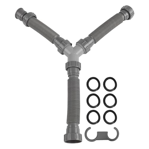 Design regolabile: dotato di tubi regolabili che si estendono da 20 a 80 cm, questo kit di scarico doppio lavello è per spazi ristretti o idraulici disallineati per configurazioni.