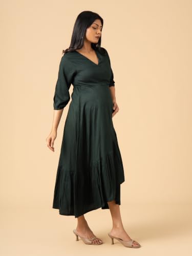 Image of The Mom Store Maternity and Nursing Wrap Dress for New Mom | Pre and Post Pregnancy Wear for Womens | Trendy Stylish Printed Friendly Dresses for Women | Comfortable