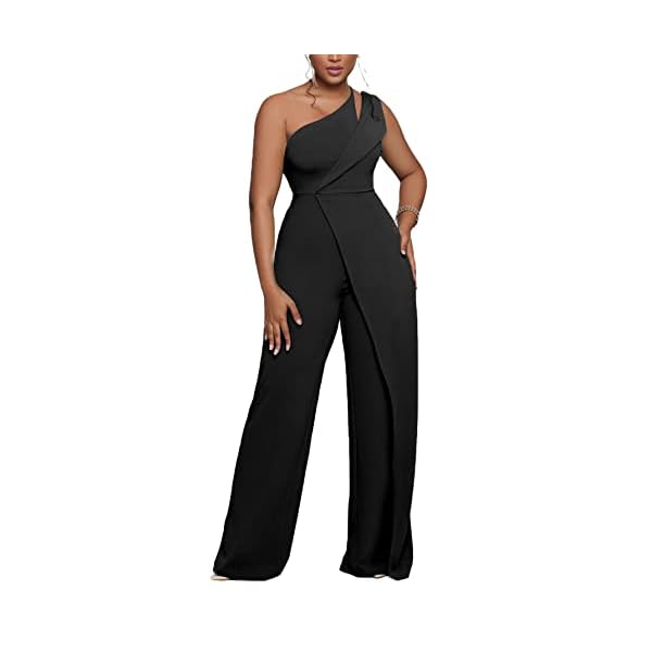 Vrtige-Womens-One-Shoulder-Sleeveless-High-Waist-Wide-Leg-Long-Pants-Jumpsuit-Romper Vrtige Women's One Shoulder Sleeveless High Waist Wide Leg Long Pants Jumpsuit Romper Black# Medium