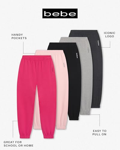 bebe Girls Sweatpants with Pockets, French Terry Joggers Loungewear, Sweat Pants for Girls2
