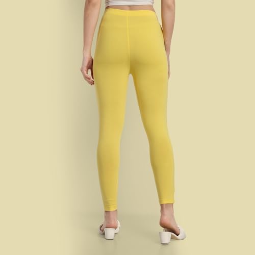 Image of ONE SKY Women Ankle Length Leggings | Premium Cotton Modal Spandex Blend | High Waist Stretchable & Bio-Washed Fabric | Colour-Lock | Ethnic Leggings for Women