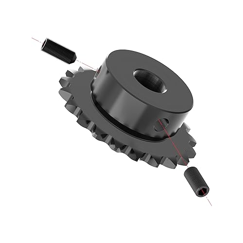 Image of 20 Tooth Roller Chain Sprocket B Type Hardened Teeth, 25 Chain Sigle Strand 1 /4-Inch Pitch, 18mm Bore Black Oxide C45 Carbon Steel with Fasten Screws for 04C Chain
