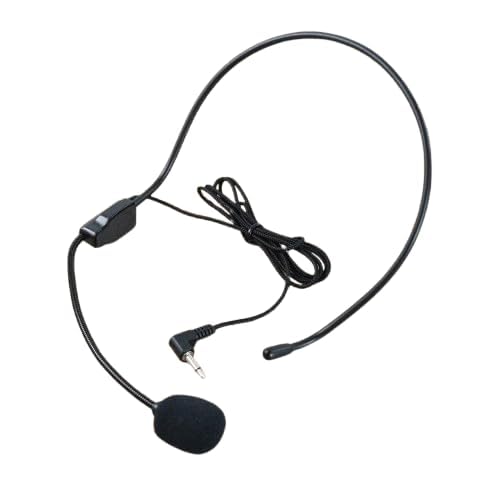 Syskonics Wired Neckband Headset Microphone 3.5mm Jack | Adjustable Headworn Mic with Foam Windshield for Teaching, Lectures, PA System & Stage Use