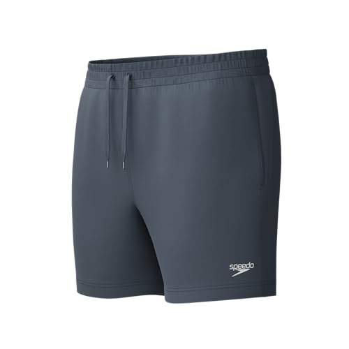 Speedo Men's 16" Watershort Swiming Trunks| Quick Dry | Comfortable Fit | Clasic Style | Drawstring Waist, Grey Lead/Black, XS