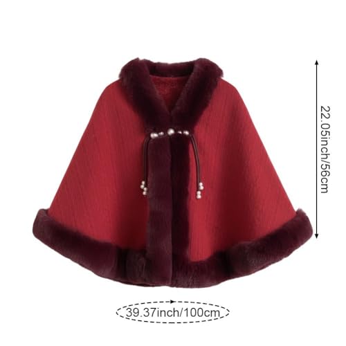 Poncho tipo capa de invierno mujer abrigo chal cárdigan prenda exterior 3
