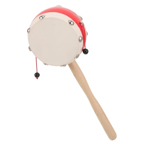 Yardwe Juguetes De sonajero instrumentos musicales para pequeños tambor de la mano del bebé tambor giratorio para sonajero de mano portátil instrumentos de piel de carnero