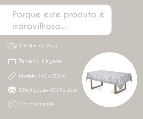 TOALHA DE MESA SEMPRE LIMPA LINA Karsten 140 X 250 CM ESTAMPADA