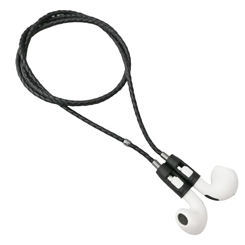 Tapper Pulseira de couro de cordeiro preto/aço preto para AirPods e AirPods Pro