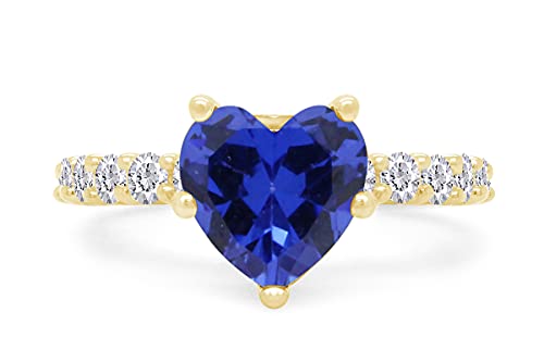 AFFY Heart Shape Simulated Blue Sapphire & White Cubic Zirconia Solitaire Ring in 925 Sterling Silver3