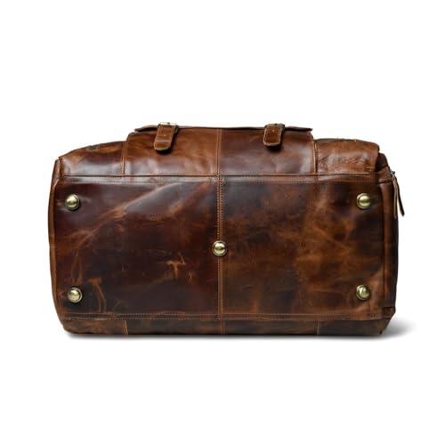 Genuine Leather Duffle Bag for Men & Women Travel Overnight Weekender Sports Gym Duffel Carry-On Luggage for Trips & Business Holdall with shoe compartment3