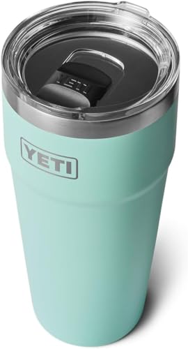 YETI Rambler Cup, Vacuum Insulated Stainless Steel Stackable Cup with Magslider Lid, Seafoam, 30 oz (887 ml)
