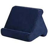寝ながらスタンド クッション ピロー ホールダー タブレット機器に最適 スタンド 寝ながらタブレット三角折りたたみ 角度調整可能 スマホスタンド 卓上 枕 読書ブラケット ソフトピローパッドス 膝上クッション 置き (ポケットなし,ネイビー)
