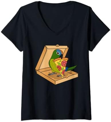 best food for blue fronted amazons that will surprise you 7 Womens Parrot Pizza Box I Kawaii Food I Peach-fronted Conure V-Neck T-Shirt