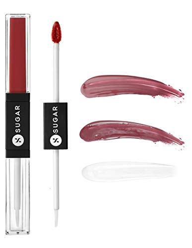 Image of SUGAR Cosmetics - Smudge Me Not - Lip Duo - 26 Rose Repose (Peach Pink) - 3.5 ml - 2-in-1 Duo Liquid Lipstick with Matte Finish and Moisturizing Gloss