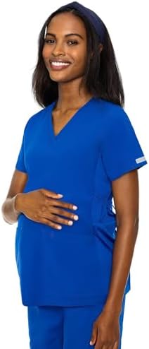 Med Couture Touch Maternity Scrub Top Womens V-Neck 2 Pockets Pre...