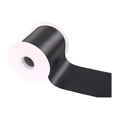 ITIsparkle 4" Inch Wide Solid Color Double Faced Satin Ribbon 25 Yards-Roll Great for Chair Sash, Black Cover