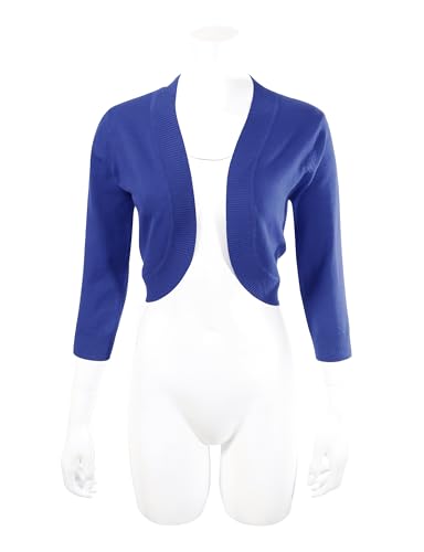 Image of Allsense Women's 3 /4 Sleeve Bolero Shrug for Dresses | Open Front Cropped Cardigan, Lightweight Knit Dress Cover Up