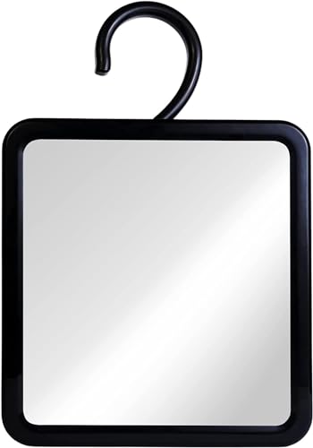 Mirrorvana Miroir de Douche antibuée avec Ventouse à Verrouillage pour Rasage, Miroir Suspendu grossissement 1x, 16,3 cm x 16,3 cm (Noir)